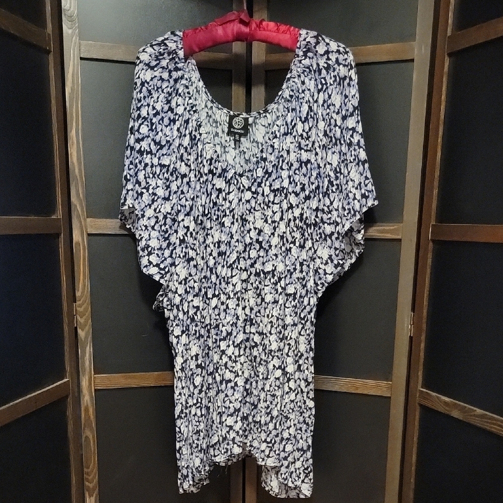 Bobeau Black, Purple and White Blouse